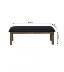 SOLID WOOD & LEATHER BENCH