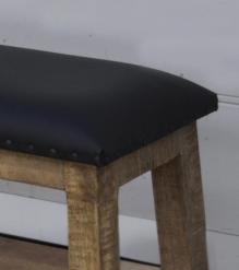SOLID WOOD & LEATHER BENCH