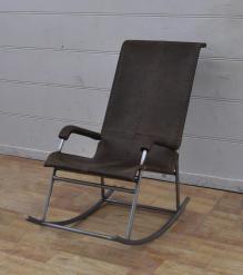 FULL HIDE LEATHER & IRON ROCKING CHAIR
