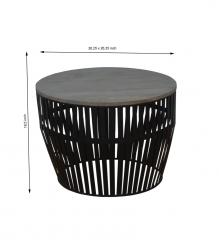 SOLID WOOD & IRON ROUND COFFEE TABLE