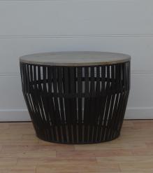 SOLID WOOD & IRON ROUND COFFEE TABLE