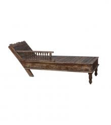 SOLID VINTAGE WOOD CHAISE LOUNGE CHAIR