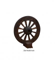 SOLID WOOD WAGON WHEEL FREE STANDING