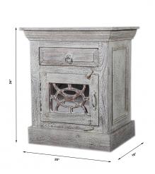 WOODEN 1/1 DRW BEDSIDE WITH GLASS