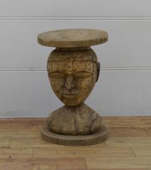 HAND CARVED SOLID WOOD FACE TABLE STAND