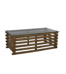 SOLID WOOD COFFEE TABLE W/ GLASS TOP