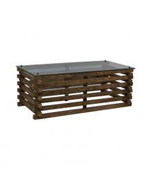 SOLID WOOD COFFEE TABLE W/ GLASS TOP