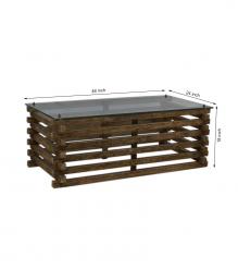 SOLID WOOD COFFEE TABLE W/ GLASS TOP