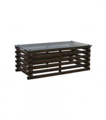 SOLID WOOD COFFEE TABLE W/ GLASS TOP