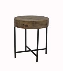 SOLID WOOD & IRON SIDE TABLE 