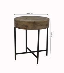 SOLID WOOD & IRON SIDE TABLE 