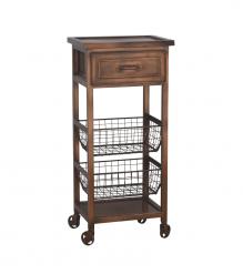 METAL COPPER TONE ROLLING CART SIDE TABLE