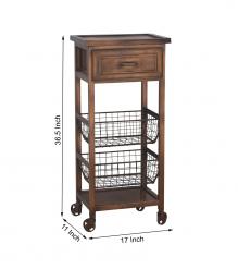 METAL COPPER TONE ROLLING CART SIDE TABLE
