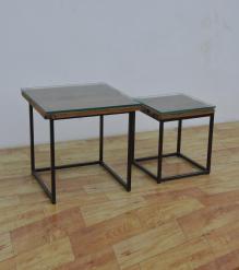 WDN+IRON COFFEE TABLE SET OF 2