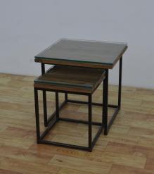 WDN+IRON COFFEE TABLE SET OF 2