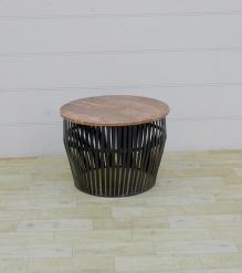 SOLID WOOD & IRON ROUND COFFEE TABLE