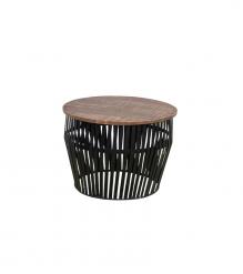 SOLID WOOD & IRON ROUND COFFEE TABLE