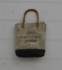 CANVAS & FULL HIDE LEATHER TOTE BAG