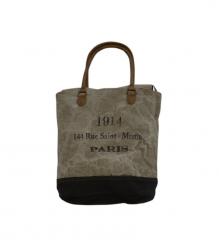 CANVAS & FULL HIDE LEATHER TOTE BAG