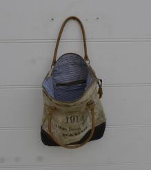 CANVAS & FULL HIDE LEATHER TOTE BAG