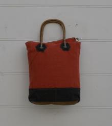 CANVAS & FULL HIDE LEATHER TOTE BAG