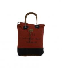 CANVAS & FULL HIDE LEATHER TOTE BAG