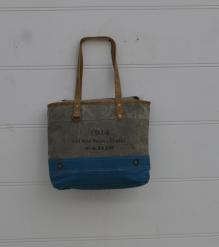 CANVAS & FULL HIDE LEATHER TOTE BAG