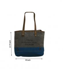 CANVAS & FULL HIDE LEATHER TOTE BAG