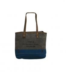 CANVAS & FULL HIDE LEATHER TOTE BAG