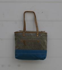 CANVAS & FULL HIDE LEATHER TOTE BAG