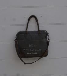 CANVAS & FULL HIDE LEATHER TOTE BAG