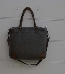 CANVAS & FULL HIDE LEATHER TOTE BAG