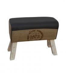 LEATHER, CLOTH & WOOD UPHOLSTERED BENCH