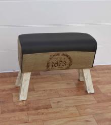 LEATHER, CLOTH & WOOD UPHOLSTERED BENCH