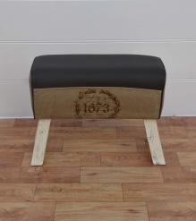 LEATHER, CLOTH & WOOD UPHOLSTERED BENCH