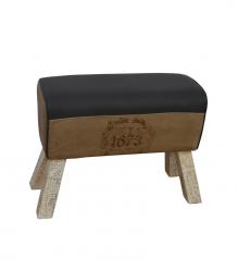 LEATHER, CLOTH & WOOD UPHOLSTERED BENCH