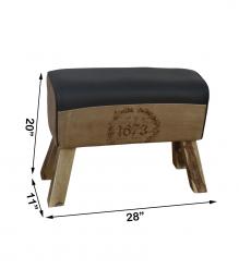 LEATHER, CLOTH & WOOD UPHOLSTERED BENCH