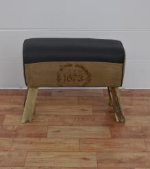 LEATHER, CLOTH & WOOD UPHOLSTERED BENCH