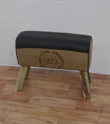 LEATHER, CLOTH & WOOD UPHOLSTERED BENCH