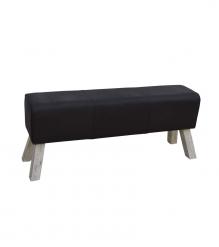 LEATHER & WOOD UPHOLSTERED BENCH