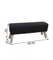 LEATHER & WOOD UPHOLSTERED BENCH