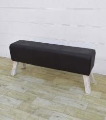 LEATHER & WOOD UPHOLSTERED BENCH
