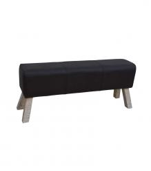 LEATHER & WOOD UPHOLSTERED BENCH