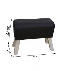 LEATHER & WOOD UPHOLSTERED BENCH STOOL