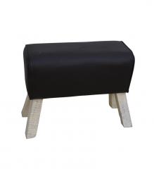 LEATHER & WOOD UPHOLSTERED BENCH STOOL