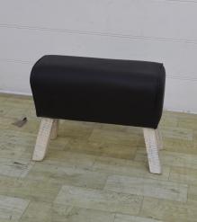 LEATHER & WOOD UPHOLSTERED BENCH STOOL