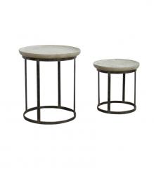 SET OF 2 STACKING SIDE TABLES WOOD & IRON