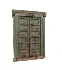 HAND CARVED SOLID WOOD INDIAN DOOR & CASING