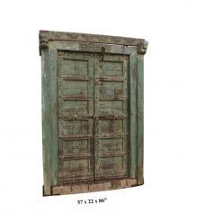 HAND CARVED SOLID WOOD INDIAN DOOR & CASING