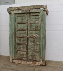 HAND CARVED SOLID WOOD INDIAN DOOR & CASING